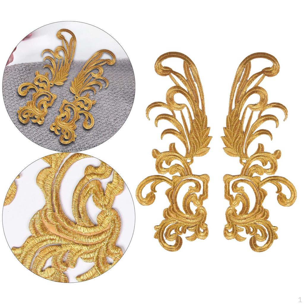 2 Pieces Sewing Craft Decoration Lace 3D DIY Appliques Sticker for Crafting Clothing Bridal Jeans