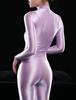 Women's One-Piece Shiny Long Sleeves Double Zipper Smooth Leotard Bodysuit Jumpsuit Catsuit