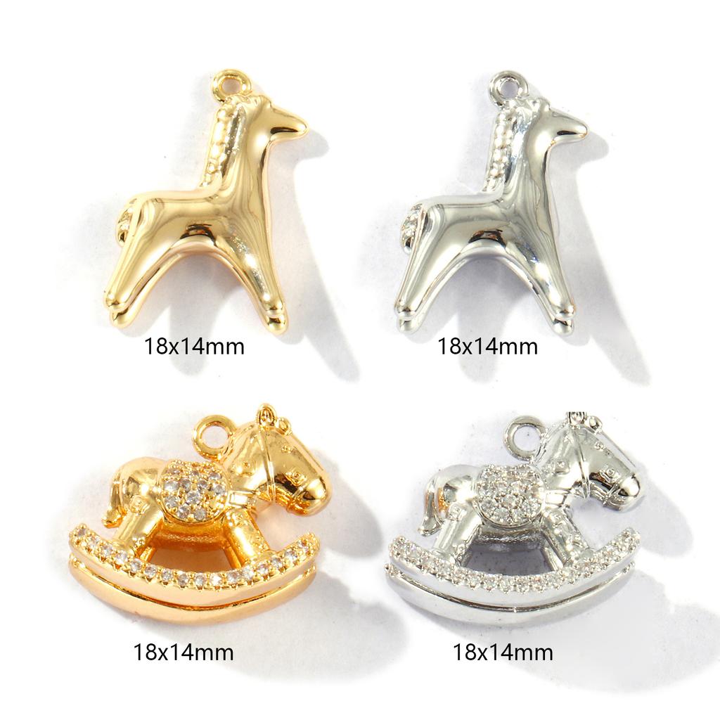 1/2 Piece 2026 New Arrival Brass Charms Gold Plated Cute Horse Animal Pendants For DIY Necklace Bracelet Jewelry Making Findings