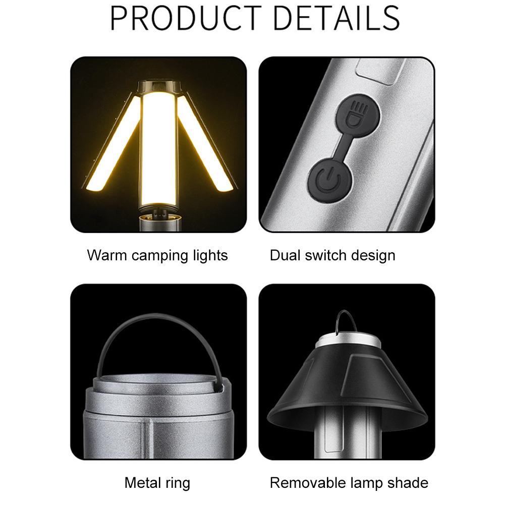 3000mAh Telescopic Camping Light Rechargable Portable Flashlight with Stand Tent Light for Camping Hiking