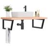 VidaXL Wall-mounted Washbasin Shelf Steel and Solid Beech Wood, Floating Washbasin Shelf, Washbasin Shelf To Place 3302523