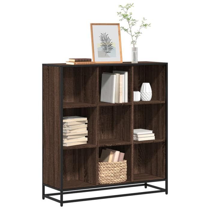 VidaXL Bibliothèque chêne marron 97,5x33x107,5cm bois ingénierie métal, étagère à livres, porte-livres, support à livres, 3300864