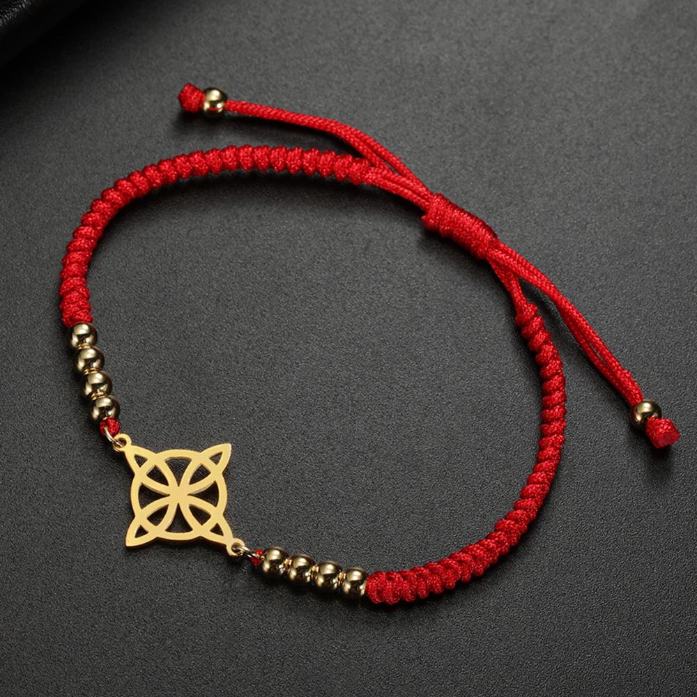 My Shape Witch Knot Bracelets for Women Celtics Knot Handmade Woven Rope Beads Wicca Amulet Witchcraft Stainless Steel Jewelry