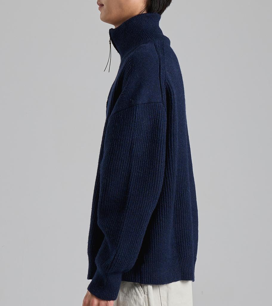 Beoteunseoul Loose Fit Half-Zip High-Neck Knit (Navy)