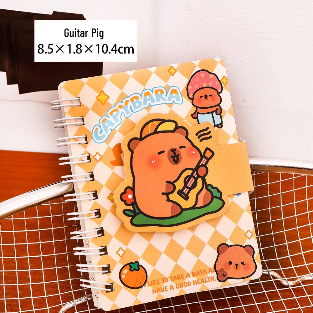 

Cute Capybara Mini Notepad - Velcro Coil Student Notebook