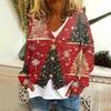 Women's Fashion Short Coat Casual Long Sleeve Printed Single Breasted Plush Top