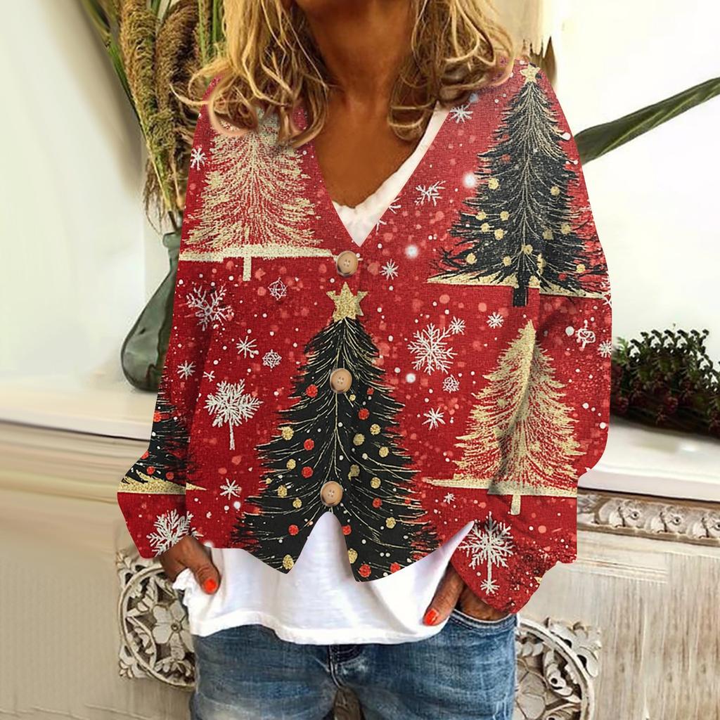 Women's Fashion Short Coat Casual Long Sleeve Printed Single Breasted Plush Top