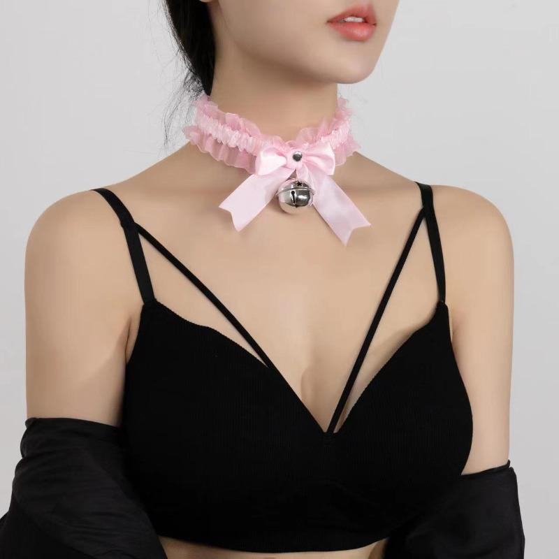 Süß Mode Kreativ Damen Gotisch Einfach Sexy Spitze Kragen Anhänger Schleife Knoten Glocke Choker Halskette Kleid Mädchen Party Schmuck