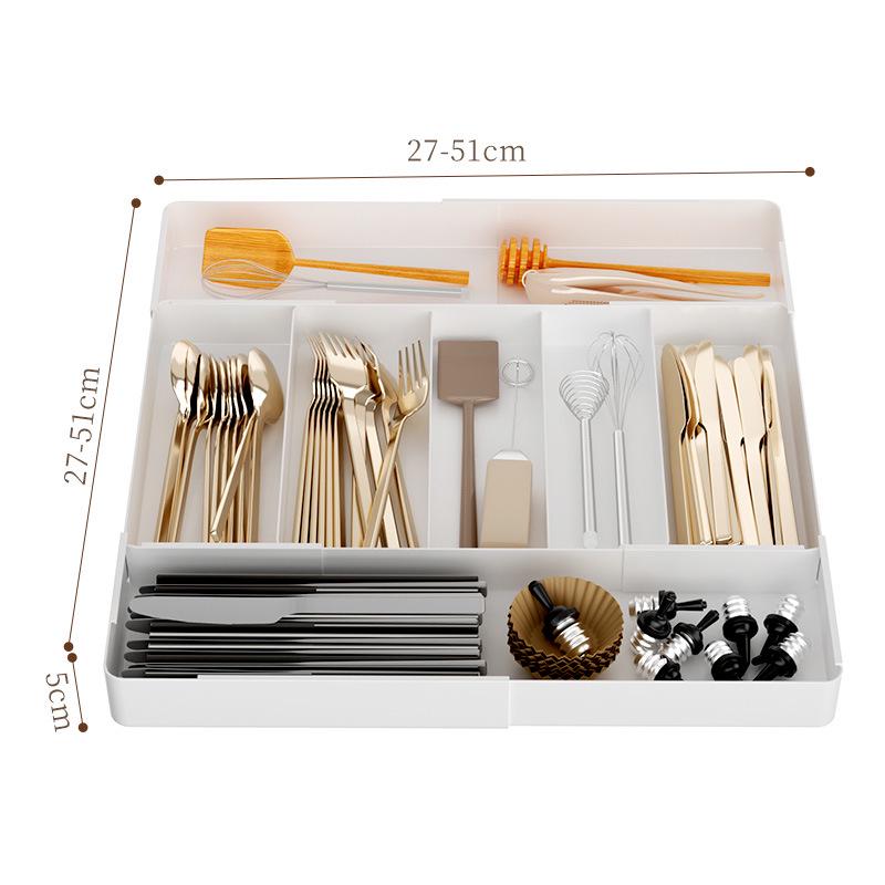 Dulap de depozitare încorporat pentru bucătărie cu sertar separator pentru tacâmuri și cutie pentru veselă