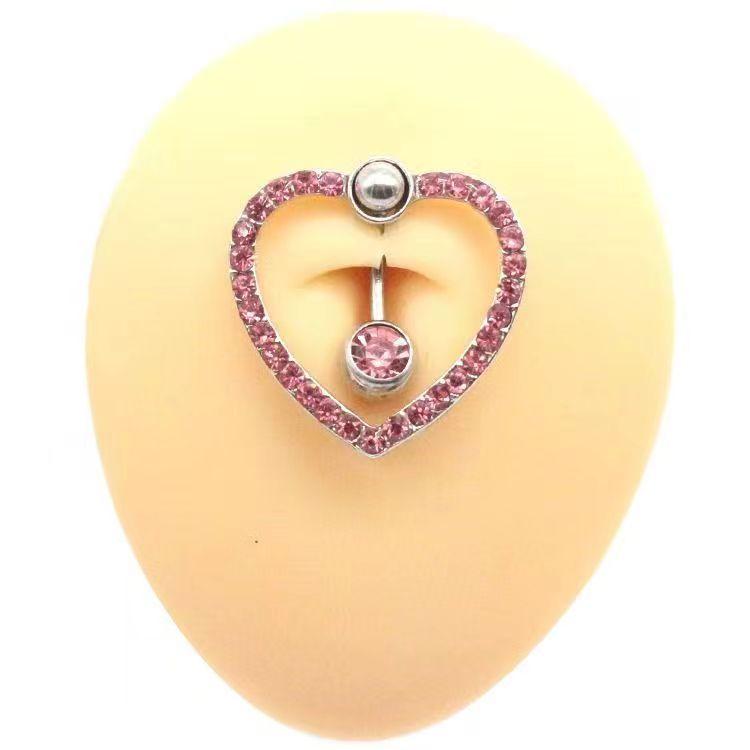 1PC Pink Color Series Crystal Belly Button Rings Snake Flower Heart Belly Ring for Women Stainless Steel Dangled Navel Piercing