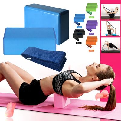 2 pezzi di blocchi di yoga in EVA 1 pezzo di blocchi di stabilità della cinghia di yoga in cotone Set di cinghie di yoga