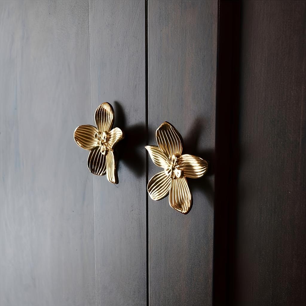 2/4 pieces elegant floral handles - modern and luxurious handles - suitable for dressing tables, bedside tables, wardrobes