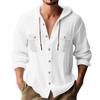 Men's Hooded Long Sleeve Cardigan Shirt Loose Casual.