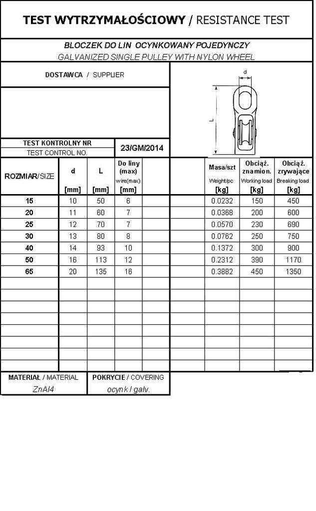 SINGLE FIXED ROPE PULLEY 50MM - BL50 POJ