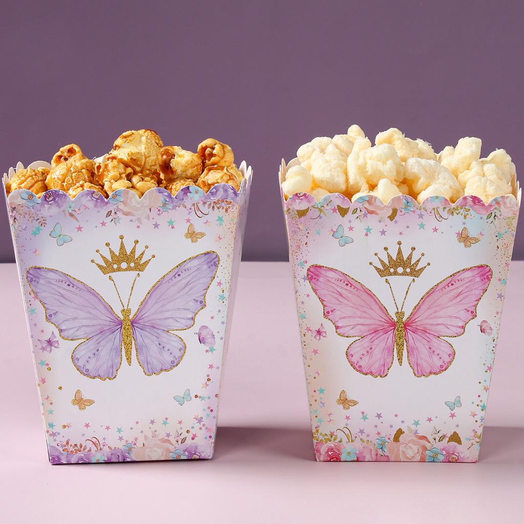 Ružovo-fialová Motýlia Krabička na Popcorn Krabička na Cukríky Motýlia Ozdoba na Narodeninovú Oslavu Deti Dievča Svadba Potreby na Narodeninovú Oslavu Oslava Bábätka
