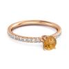 Citrine Round Soliatire Ring - 925 Sterling Silver Rose Gold Vermeil