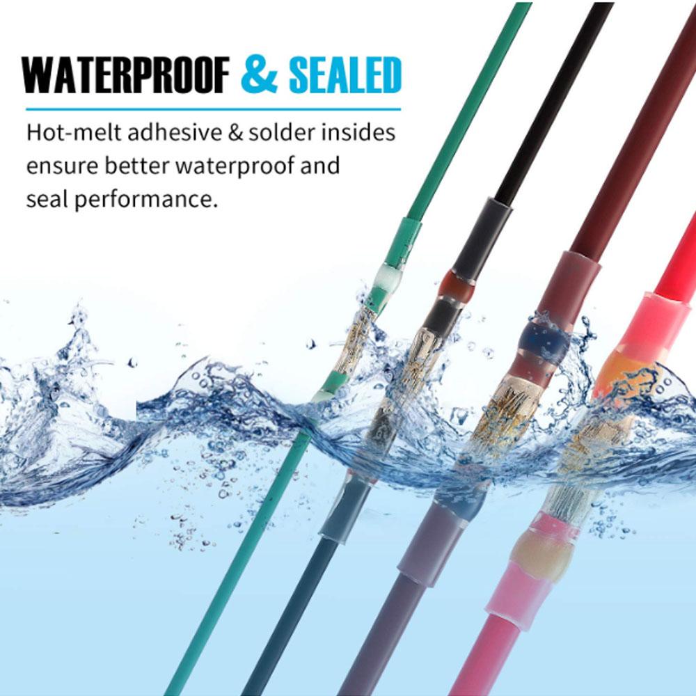 1128PCS Waterproof Heat Shrink Butt Crimp Terminals Solder Seal Electrical Wire Cable Splice Terminal Kit with Heater