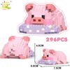 HUIQIBAO Mini Süßes Schwein Mikro Bausteine 3D Diamant Modell Tiere Steine DIY Stadt Bau Spielzeug für Kinder Kinder Geschenk