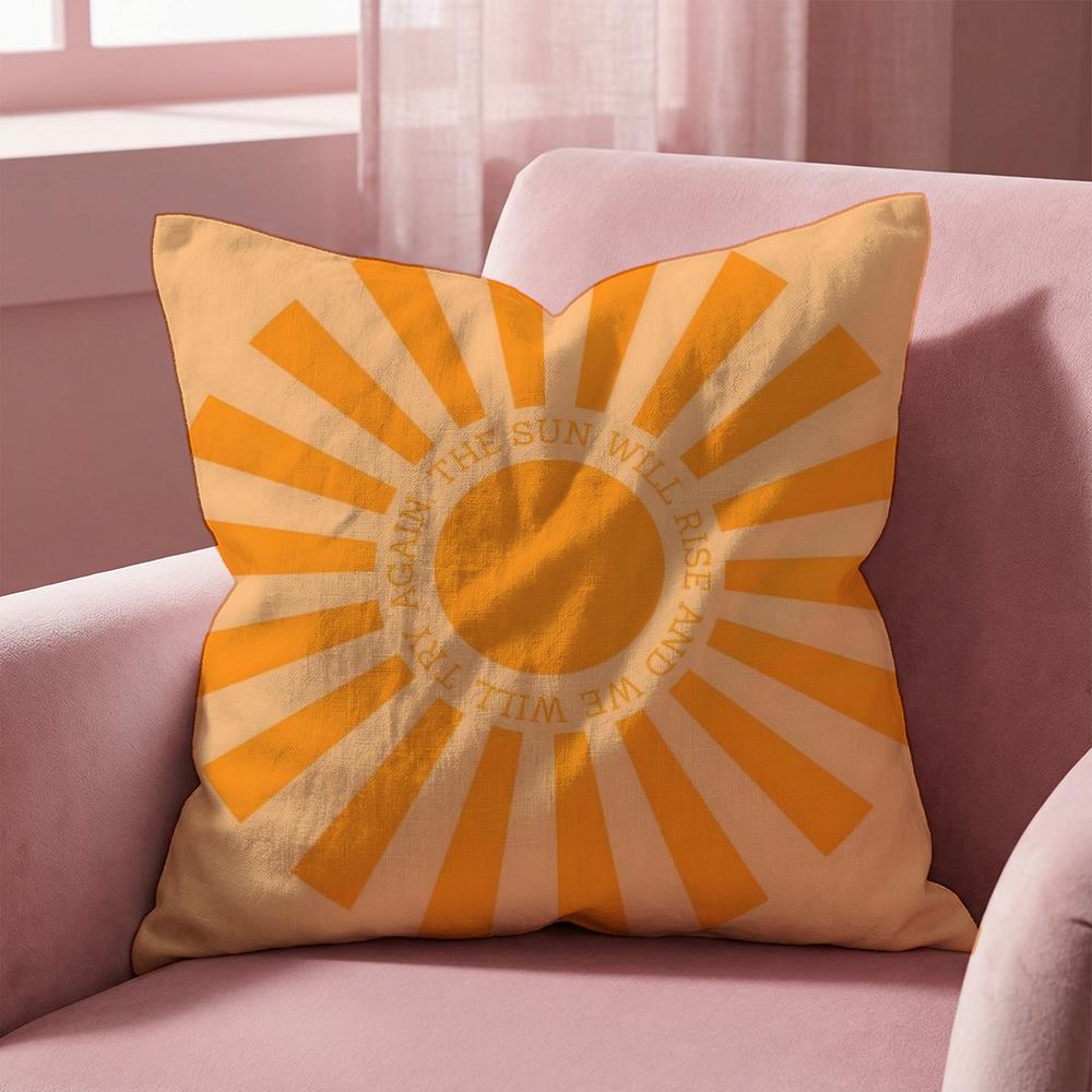 Retro Modern Sun Cushion Cover Multi-Scene Pillow Cover for Home & Car - Reversible, Soft & Durable for Daily Use