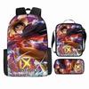 Anime Rucksack Set One Piece Naruto Schultasche für Jungen Schüler Laptop Rucksack Umhängetasche Federmäppchen 3-teilig Große Kapazität Wasserdicht