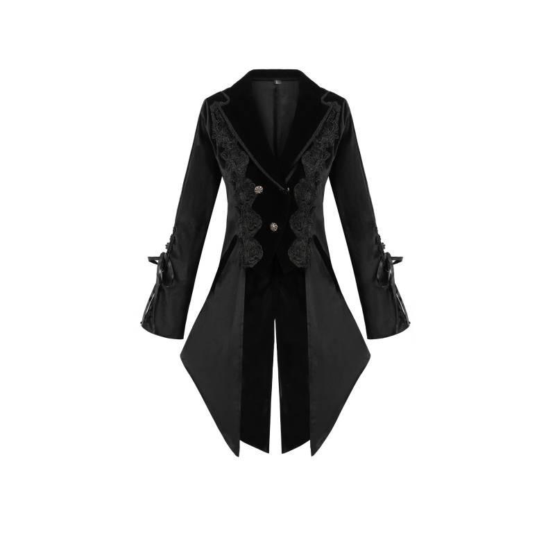 Medium Coat Long Fashion Slimfit Trench Dark Tie Collar Court Tuxedo Cosplay