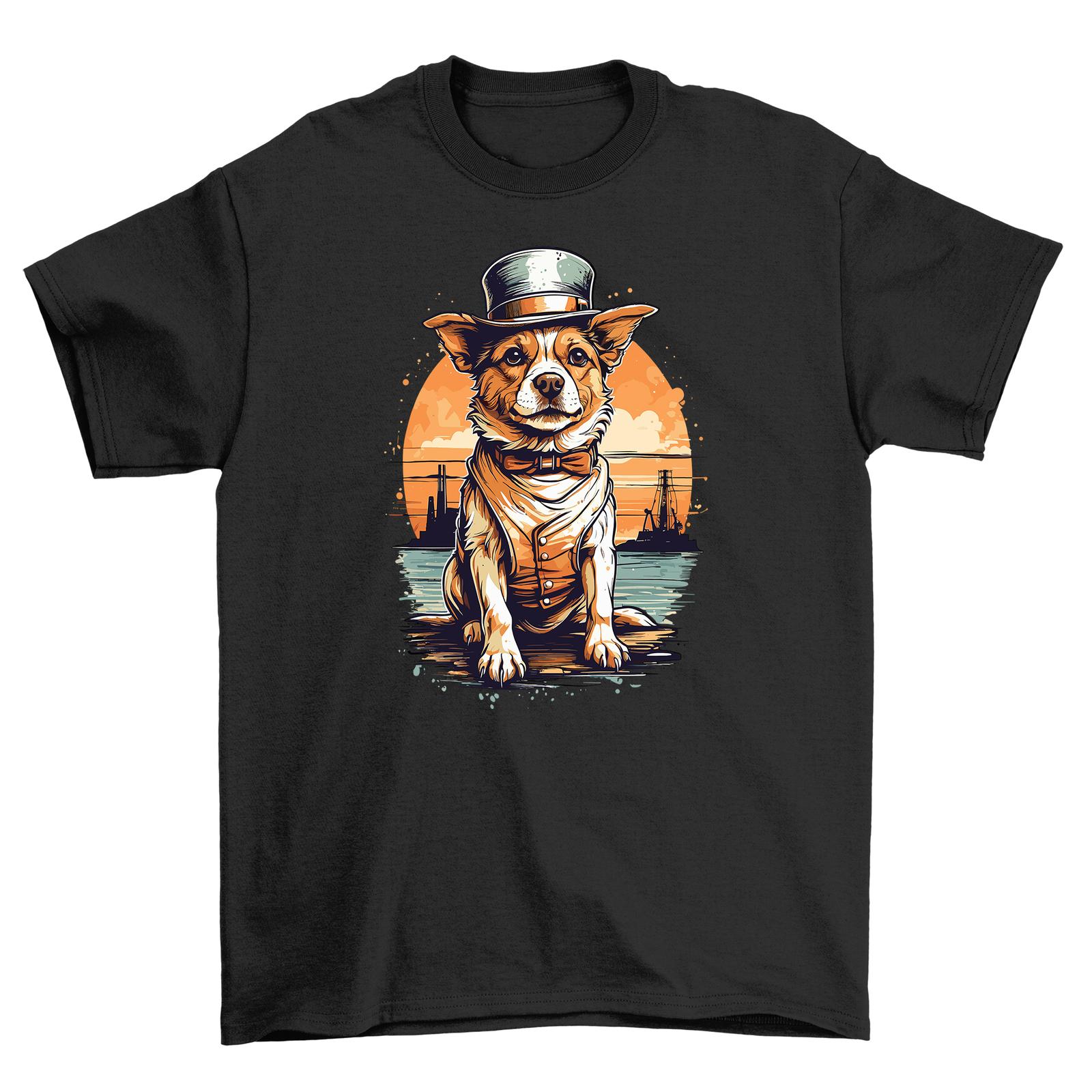 

Retro_14 - Funny Dog in Top Hat T-Shirt Mens Womens Tees Top, Cool and Whimsical Design, Unisex Tee f S