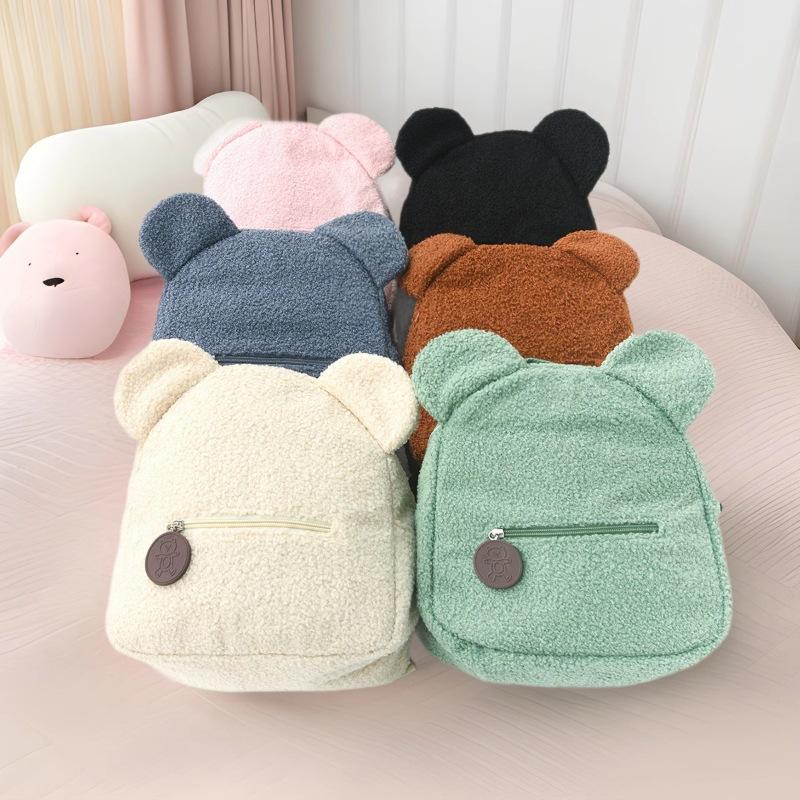 

Kids Plush Backpack Fashion Bear Ear Backpacks Children s Cute Cartoon Backpack Corduroy Backpack for Girls Children s Gift
