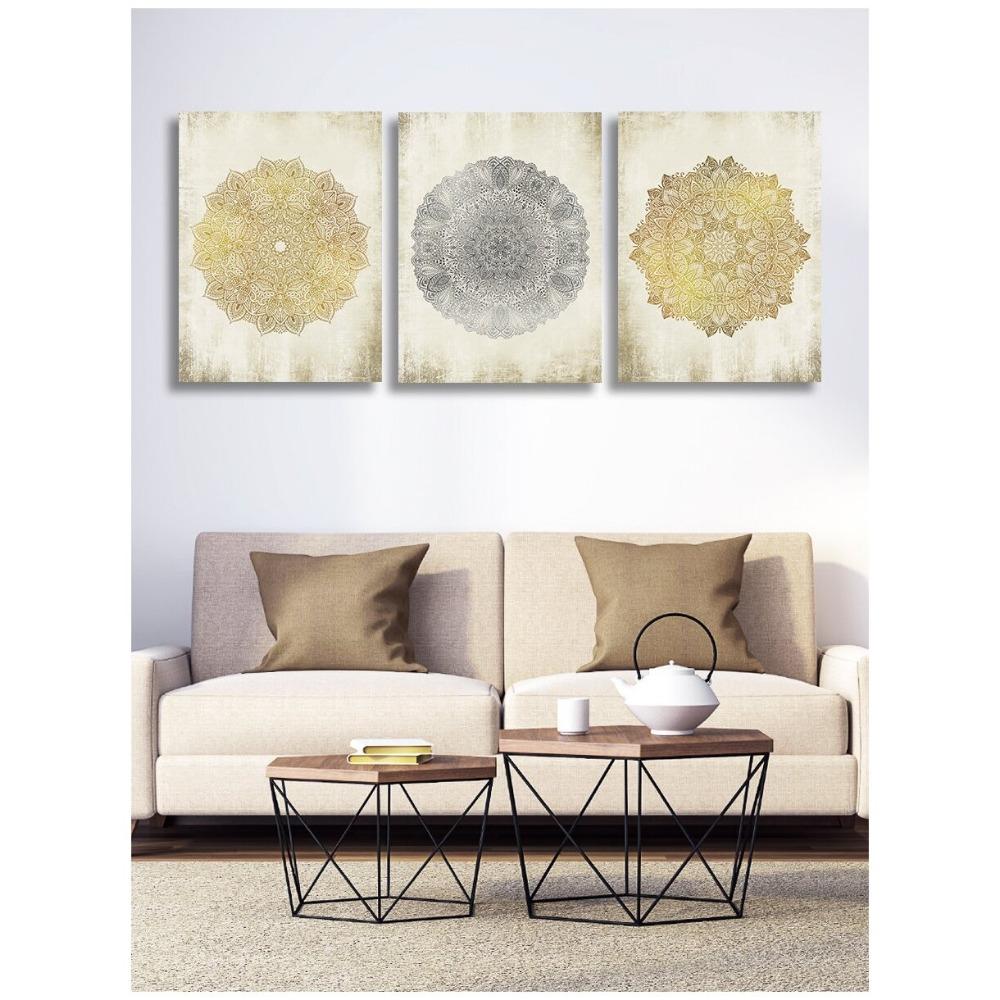 3 Pieces Mandala Gold Poster Wall Art Canvas Nordic Home Decor