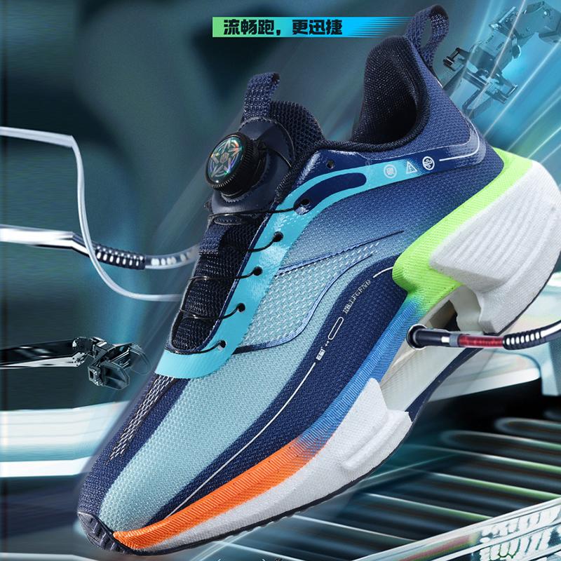 Summer new breathable mesh sports shoes for men rotary button soft sole anti-slip youth shock absorbing running shoes