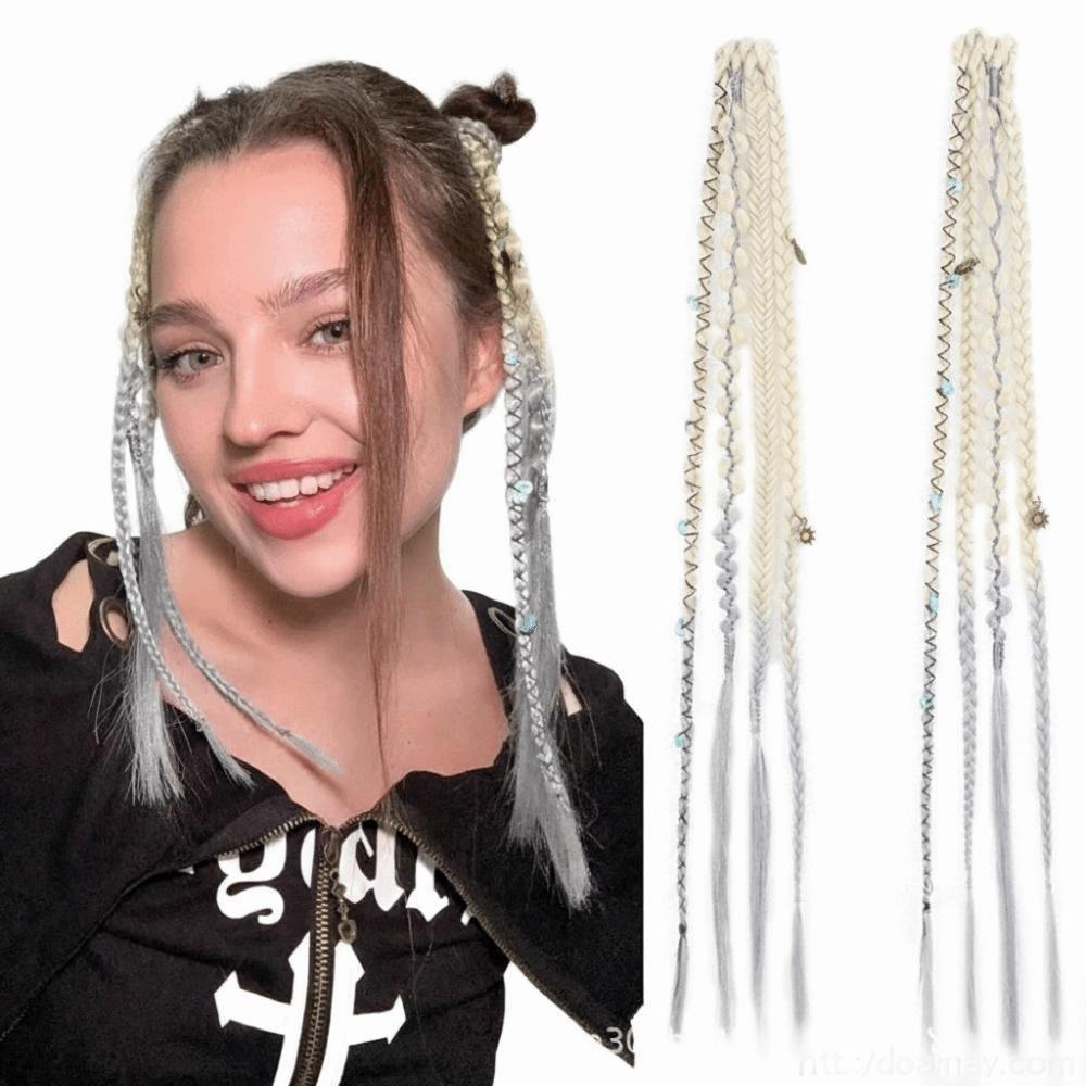 Peruca de 16 Polegadas Apliques de Cabelo Sintético Feito à Mão Trança Longa com Presilha para Uso Diário Festa