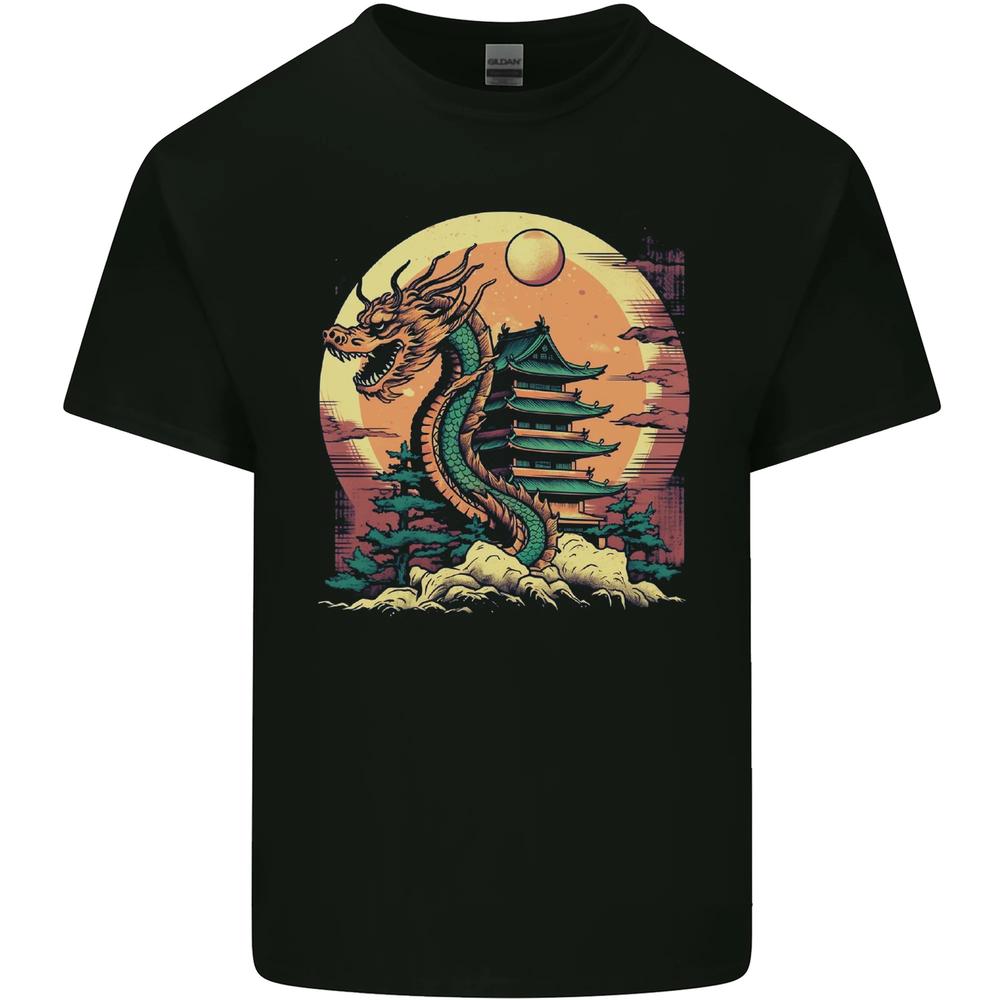 Fantasy Dragon Pagoda Kids T-shirt Boys Girls XL