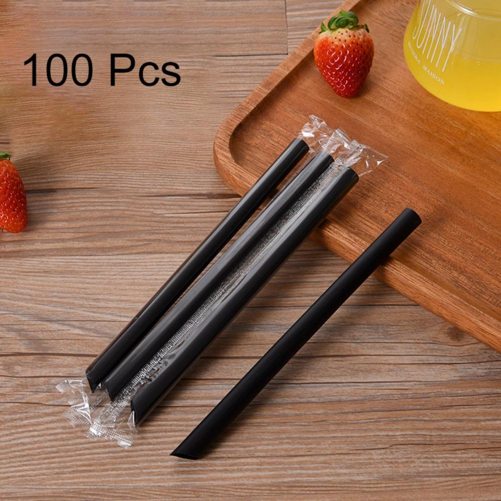 100PCS Disposable Large Diameter Drinking Straws 1.1 MM Smoothies Straw Bubble Tea Straw Wedding чёрный