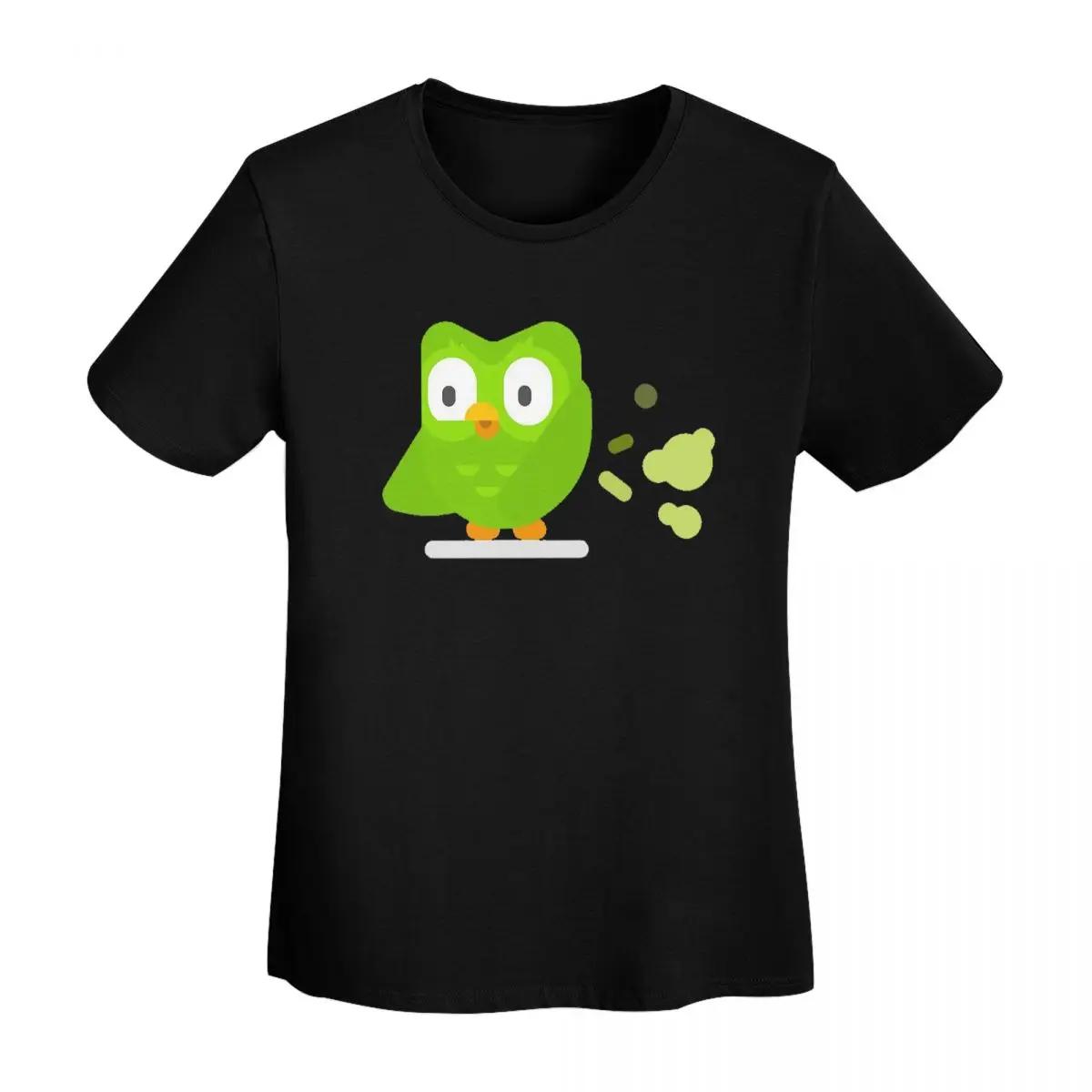 

Duolingo Owl Duo TShirt Women Short Sleeve T Shirts Crew Neck Clothing Cotton Summer Tees Streetwear 4XL