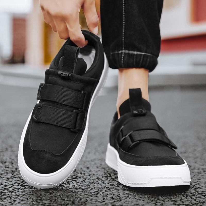 Men Canvas Flat Shoes Lightweight Hook & Loop Casual Shoes Outdoor Non Slip Jogging Shoes Outdoor Tenis Sneakers Zapatos Hombre