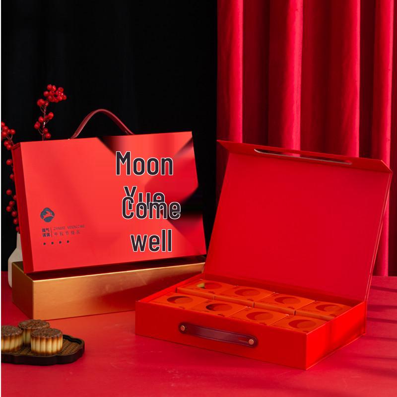 Bi-Fold Mooncake Gift Box: High-End Hollow Design with Flip-Top for Mid-Autumn Festival