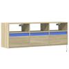 VidaXL Meuble TV mural avec lumières LED chêne sonoma 130x31x45 cm 852343