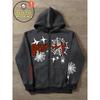 Casual Dark Thorn Print Zip-Up Hoodie Couples Regular Weight