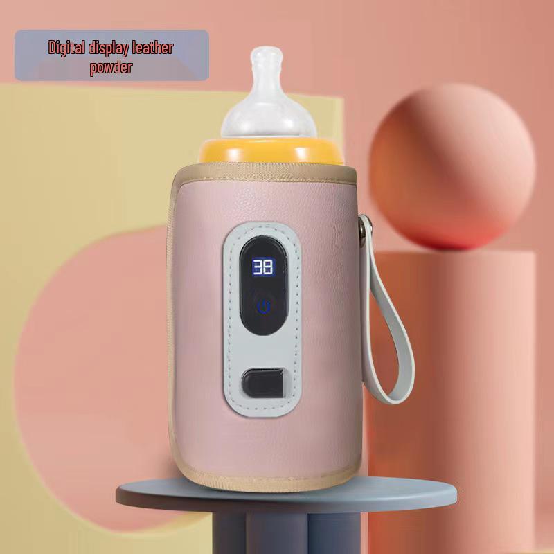 USB Portable Baby Bottle Warmer with Adjustable Temperature, Insulated Sleeve, and Digital Display.