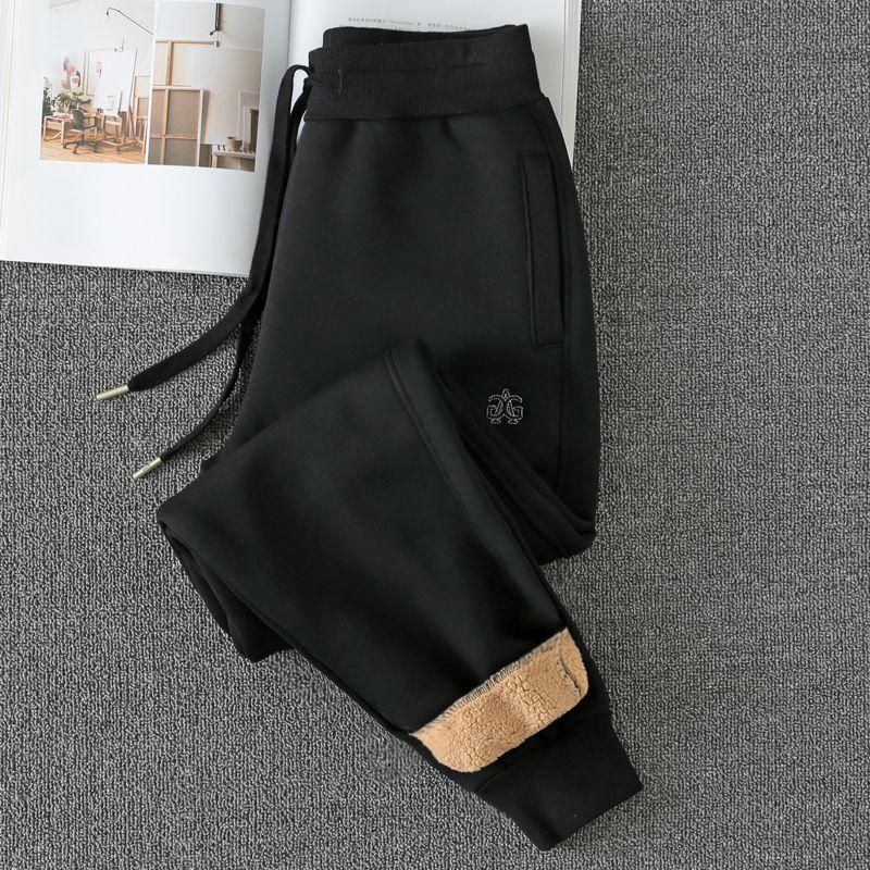 Lamb Wool Thickened Winter White Sweatpants