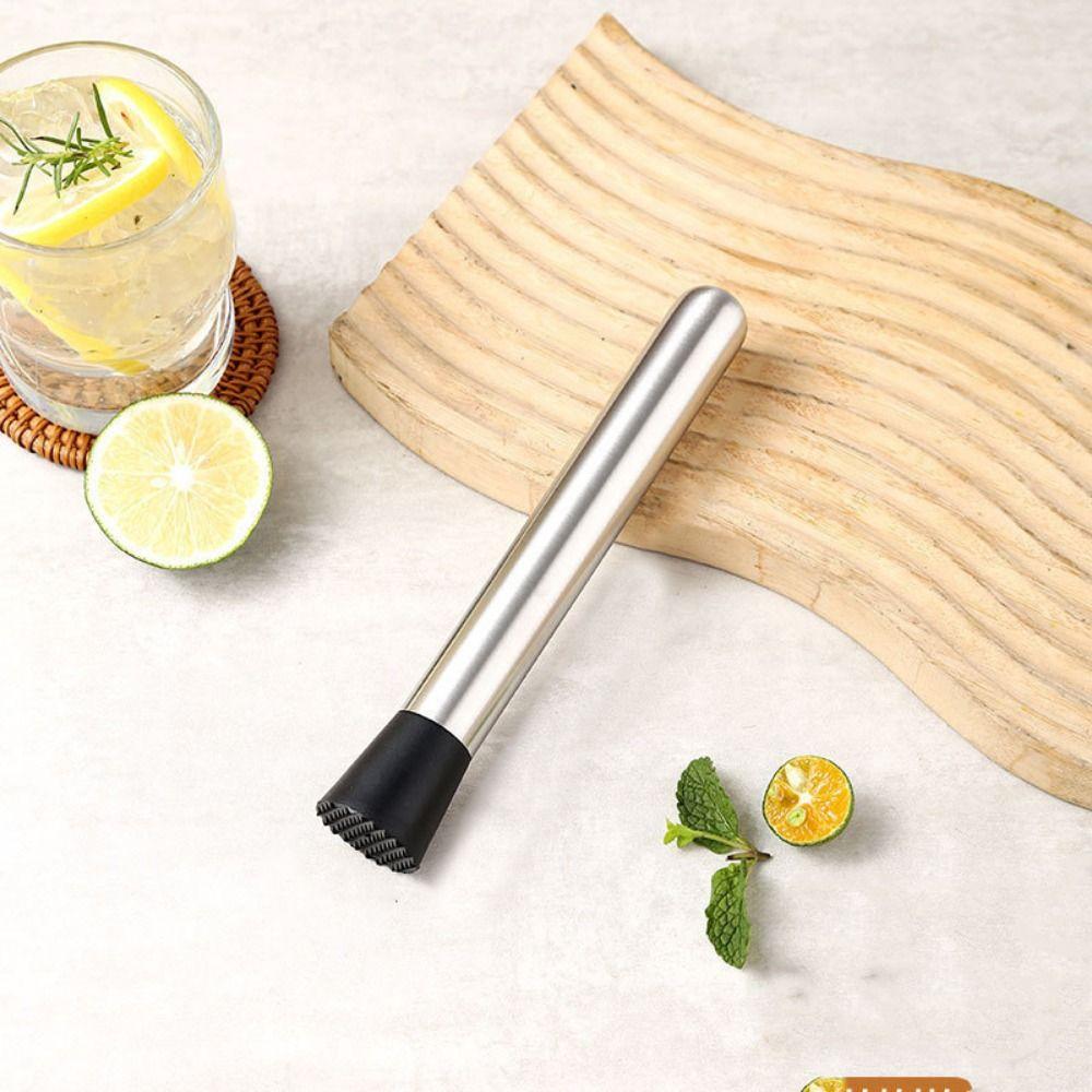 Stainless Steel Bar Muddler Long Handle Fruit Tea Pounding Stick Fruit Tea Muddler  Barware Tool