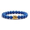 Colorful Turquoise Beaded Elastic Bracelet with Alloy Buddha Head