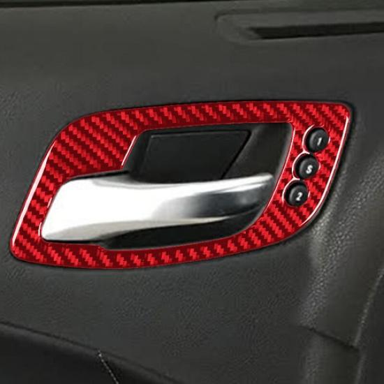 4x Red Carbon Fiber Car Inner Door Handel Bowl Sticker For Dodge Charger 2015-22