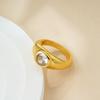 Vintage Round Rhinestone Zircon Chunky Rings for Women Minimalist 18K Gold Plated Waterproof Wedding Bands Party Ring Jewelry