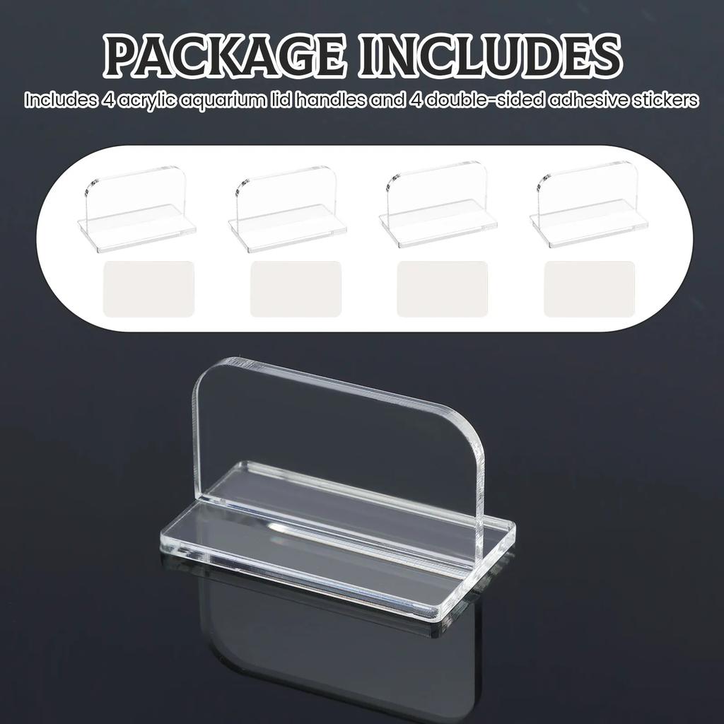 4Pcs Aquarium Lid Handle Acrylic Fish Tank Cover Handle Transparent Fish Tank Lid Handle Adhesive Tank Lid Replacement Fish Tank