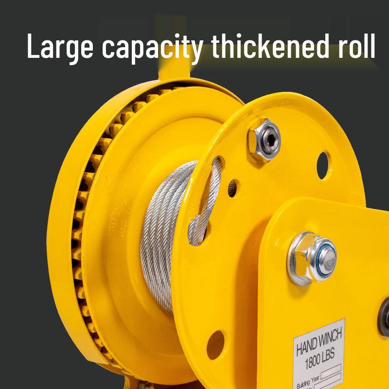 Hand Crank Winch, Two-Way Self-Locking with Brake, 800 lb Puller, High Carbon Steel Manual Winch