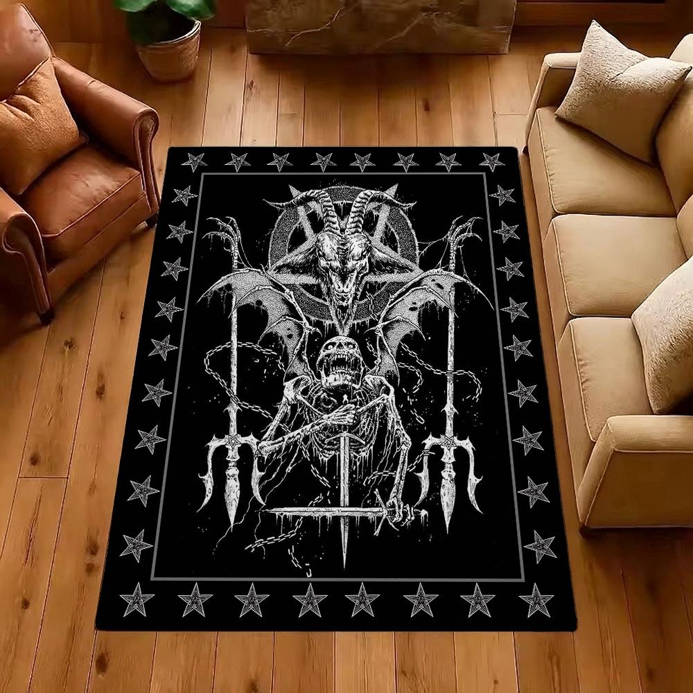 Five Elements Pentacle Double Moons Rectangular Rug Soft Texture Nonslip Carpet For Kids Bedroom Play Area Home Party Decor Holiday Gift