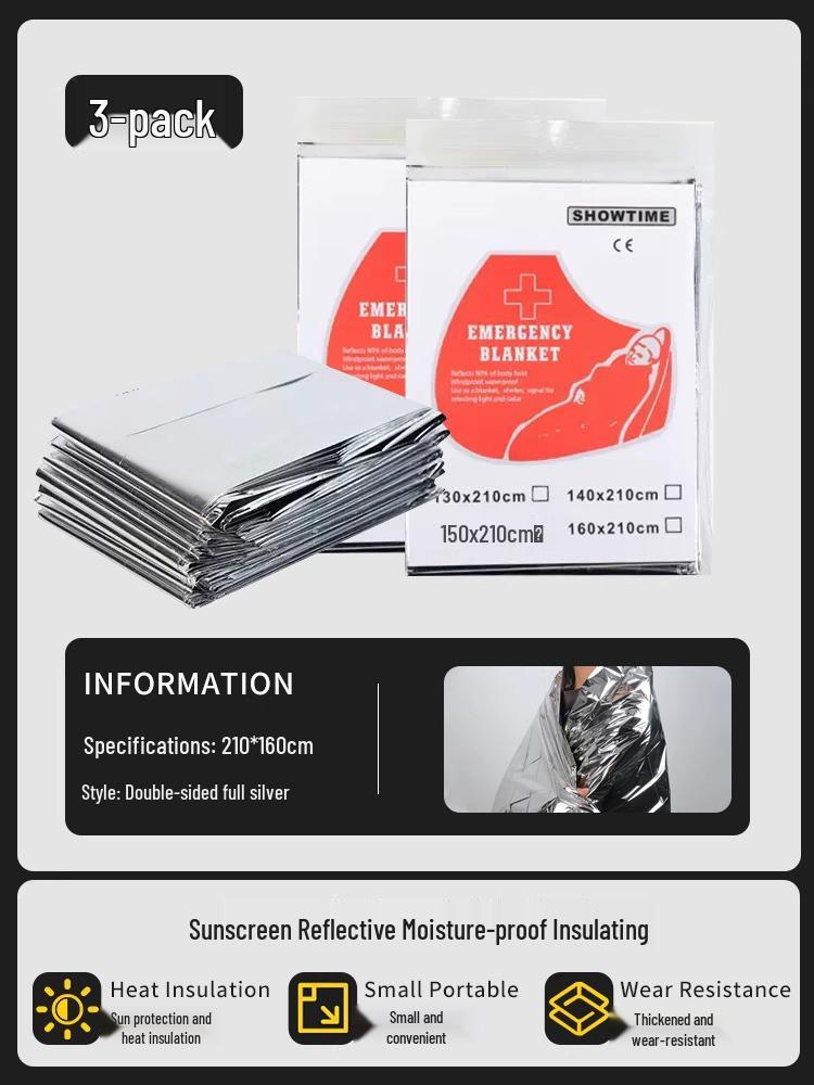 Three-Piece Outdoor Emergency Blanket Set - Thickened, Enlarged, and Ideal for Wilderness Survival