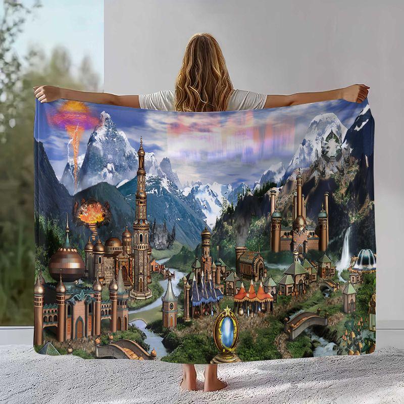 Classic Game Heroes of Might and Magic Map Flannel Blanket,Soft Plush Throw for Home Bedroom Bed Sofa Cover Camping Picnic Gift