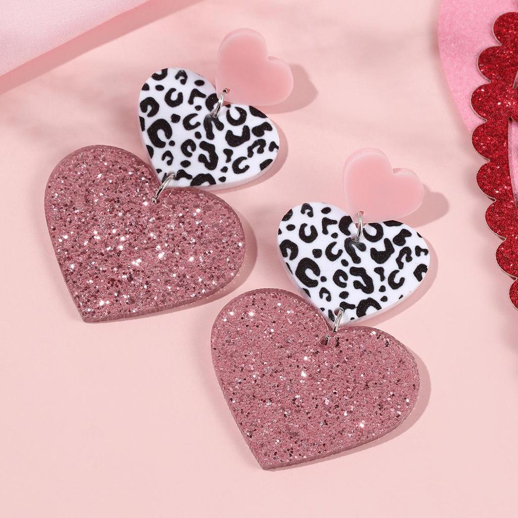 Christmas Love Heart Acrylic Earrings - European & American Style