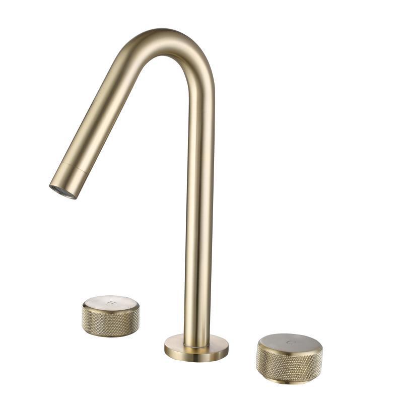 Brushed Gold/Gun Gray Bathroom Basin Faucet Brass Separate Double Handle Three-Hole Basin Faucet Black/Chrome tap Widespread